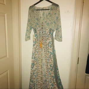 Sheer Floral Bohemian Maxi Dress - Never Worn!